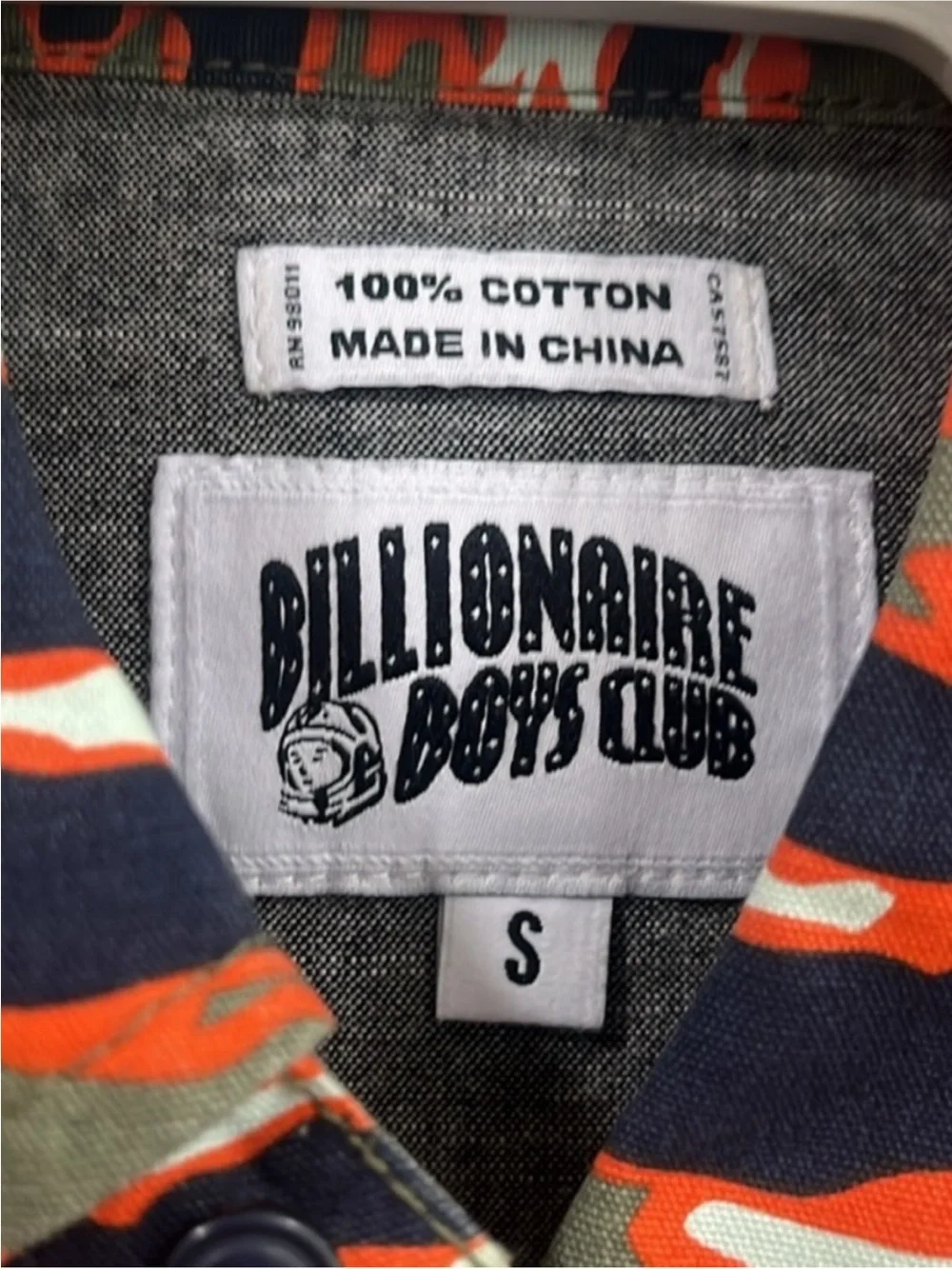 Billionaire Boys Club Orange Geeen Starcast Camouflage Men’s Jacket, Size S